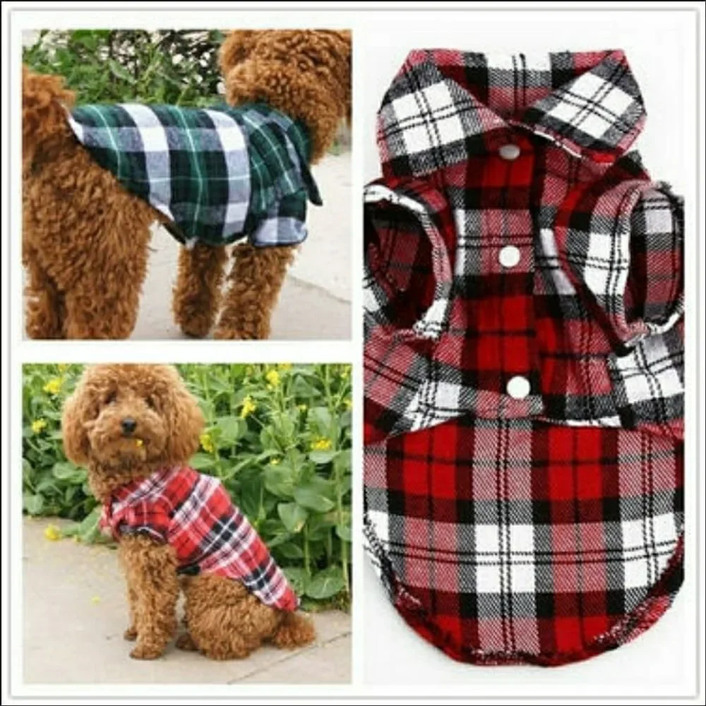 Flannel plaid doggie coat